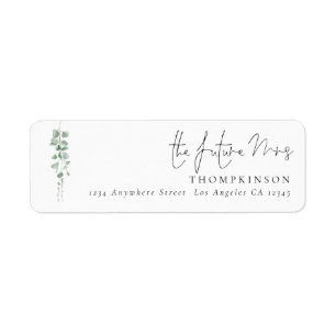 Eucalyptus Script Toekomstige Mevrouw Retouradres Etiket