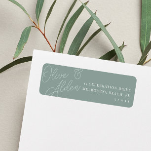 Eucalyptus Script Watermark Weduwen Return-adres Etiket