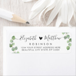 Eucalyptus Script Weduwingadreslabel Eucalyptus Etiket