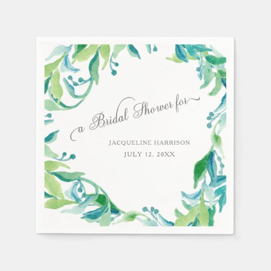 Eucalyptus Seed Leaf Laurel Wreated Vrijgezellenfe Servet (Voorkant)