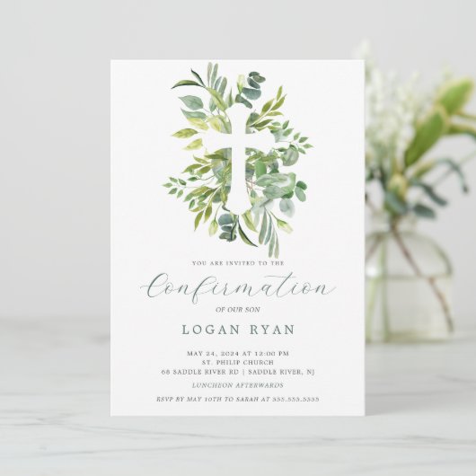 Eucalyptus Sereniteit Bevestiging Uitnodiging (Staand voorkant)