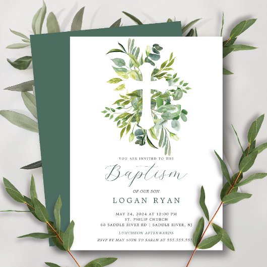 Eucalyptus Serenity Baptism Uitnodiging