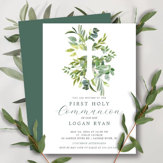 Eucalyptus Serenity Eerste Communie Uitnodiging