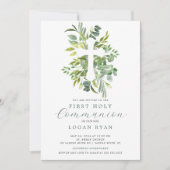 Eucalyptus Serenity Eerste Communie Uitnodiging (Voorkant)