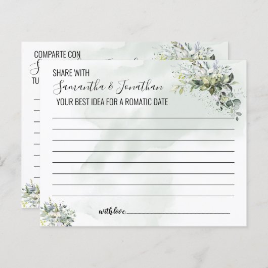 Eucalyptus Share date idea-douche tweetalig spel (Voorkant / Achterkant)