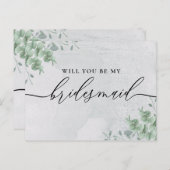 Eucalyptus Signature Calligrafie Bruidsmeisje Uitnodiging Briefkaart (Voorkant / Achterkant)