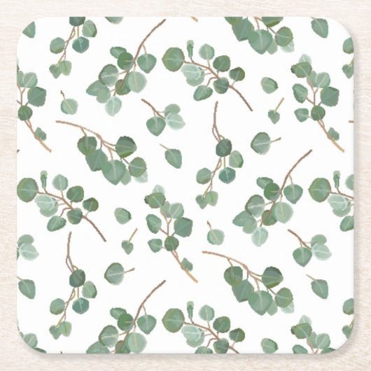 Eucalyptus Silver Dollar Tree Pattern Kartonnen Onderzetters (Voorkant)