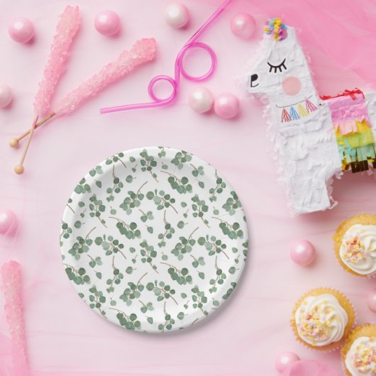 Eucalyptus Silver Dollar Tree Pattern Papieren Bordje (Feest)