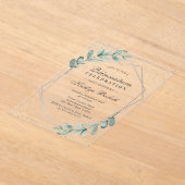 Eucalyptus Silver Geometric Quinceañera Birthday Acryl Uitnodigingen (Laagn)