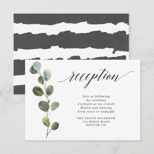 Eucalyptus simpel zwart wit waterverf receptie informatiekaartje (Voorkant / Achterkant)