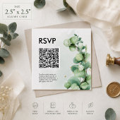 Eucalyptus simpele groene qr code rsvp bruiloft informatiekaartje