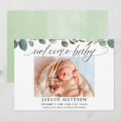 Eucalyptus simpele moderne geboorteaankondiging (Voorkant / Achterkant)