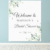 Eucalyptus Simple Bloemige Bruiloft Welkom Canvas Afdruk (Insitu (Houten vloer))