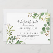 Eucalyptus Simple Brown Bloemen Elopement Aankondiging (Voorkant)