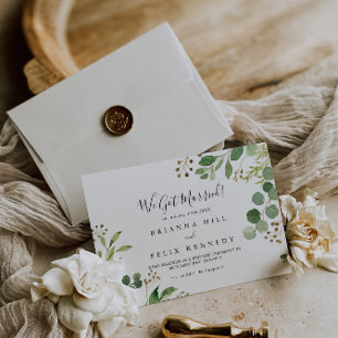 Eucalyptus Simple Brown Bloemen Elopement Aankondiging