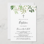Eucalyptus Simple Brown Floral Baptism Kaart (Voorkant)