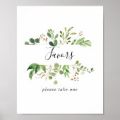 Eucalyptus Simple Brown Floral Favors Sign Poster (Voorkant)