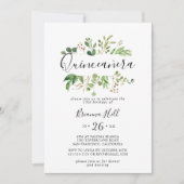 Eucalyptus Simple Brown Floral Quinceañera Kaart (Voorkant)
