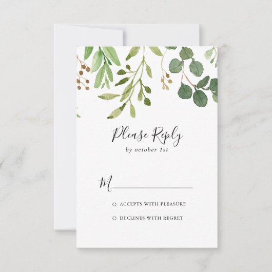 Eucalyptus Simple Brown Floral RSVP (Voorkant)