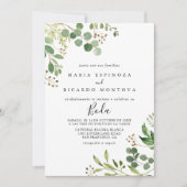 Eucalyptus Simple Brown Floral Spanish Wedding Kaart (Voorkant)