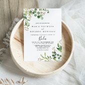 Eucalyptus Simple Brown Floral Spanish Wedding Kaart