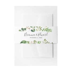 Eucalyptus Simple Brown Floral Weddenschap Uitnodigingen Wikkel