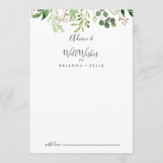 Eucalyptus Simple Brown Floral Weddenschap Well Wi Advieskaart (Voorkant)