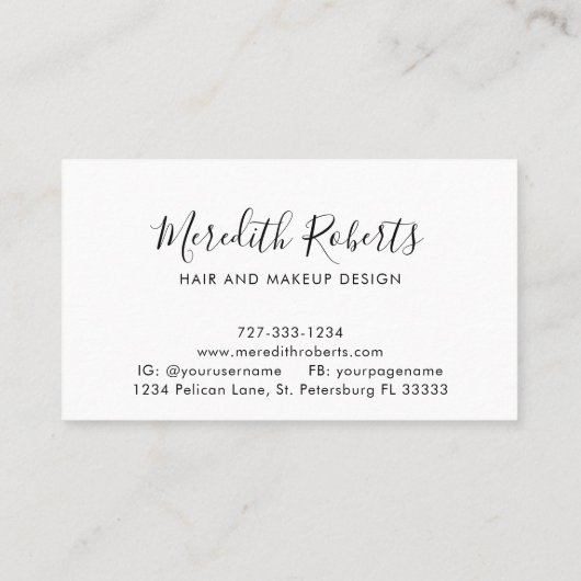 Eucalyptus Simple Elegant Hair and Makeup Visitekaartje (Achterkant)