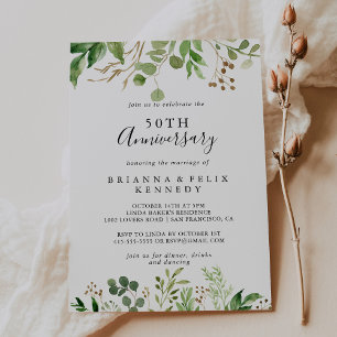 Eucalyptus Simple Floral 50ste huwelijksjubileum Kaart