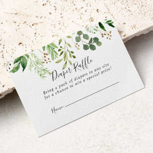 Eucalyptus Simple Floral Diaper Raffle Ticket Informatiekaartje
