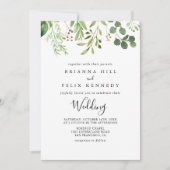 Eucalyptus Simple Floral Front & Back Wedding Kaart (Voorkant)