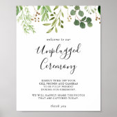 Eucalyptus Simple Floral Unplugged Ceremony Sign Poster (Voorkant)