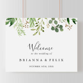 Eucalyptus Simple Floral Wedal Welcome Sign Poster
