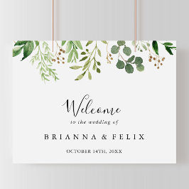 Eucalyptus Simple Floral Wedal Welcome Sign Poster
