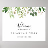 Eucalyptus Simple Floral Wedal Welcome Sign Poster (Voorkant)