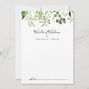 Eucalyptus Simple Floral Wedding Words of Wisdom Advieskaart
