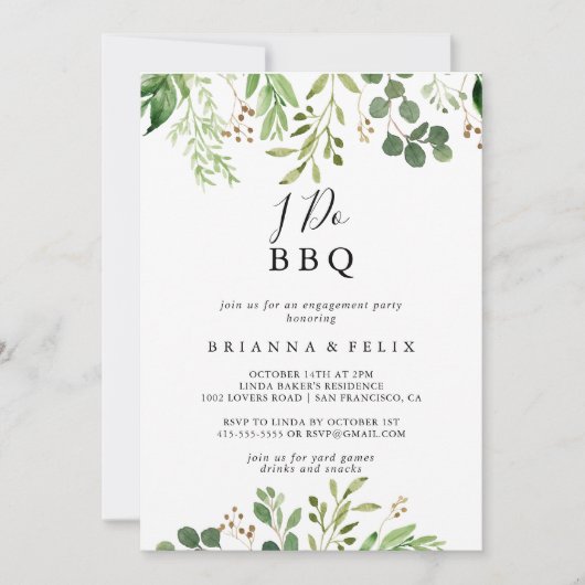 Eucalyptus Simple Florence I Do BBQ Engagement Par Kaart (Voorkant)