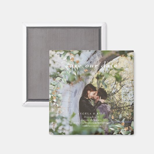 Eucalyptus Simple Photo Save the Date Magnet (Voorkant / Achterkant)