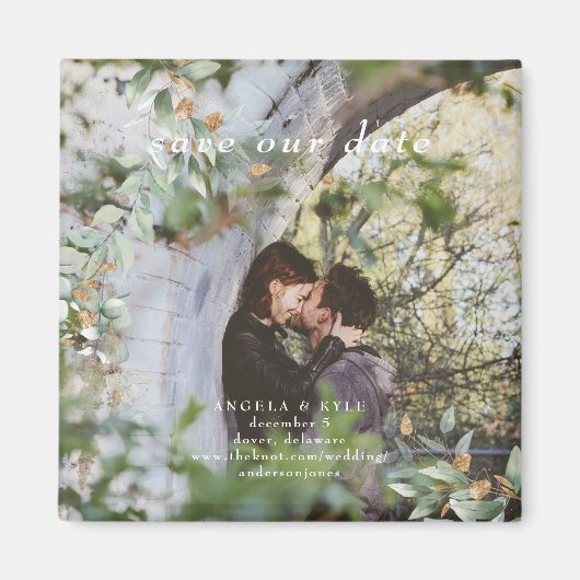 Eucalyptus Simple Photo Save the Date Magnet (Voorkant)