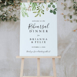 Eucalyptus Simple Rehearings Dinner Welcome Sign Poster