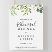 Eucalyptus Simple Rehearings Dinner Welcome Sign Poster