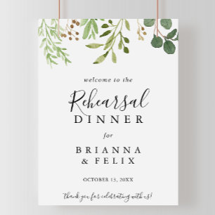 Eucalyptus Simple Rehearings Dinner Welcome Sign Poster