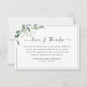 Eucalyptus Simple Script Funeral Bedankkaart (Voorkant)