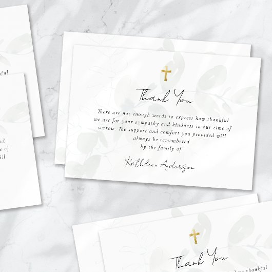 Eucalyptus Simple Script Funeral Bedankkaart
