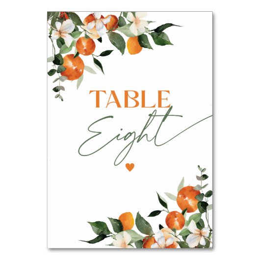 Eucalyptus sinaasappels citrus thema tabel nummer  kaart (Voorkant)