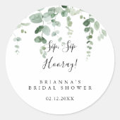 Eucalyptus Sip Sip Hooray Bruiloft Feestje  Ronde Sticker (Voorkant)