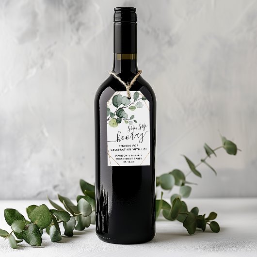 Eucalyptus Sip Sip Hooray Engagement Party Favor Cadeaulabel