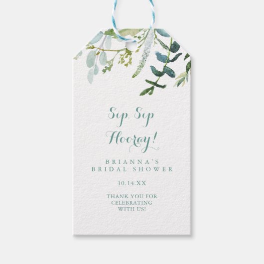  Eucalyptus Sip Sip Hooray Vrijgezellenfeest Cadeaulabel (Voorkant)