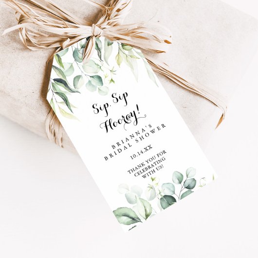 Eucalyptus Sip Sip Hooray Vrijgezellenfeest Cadeaulabel