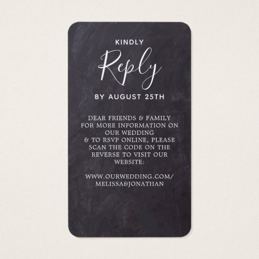 Eucalyptus Slate Weddenschap Website QR Code RSVP Visitekaartje (Achterkant)